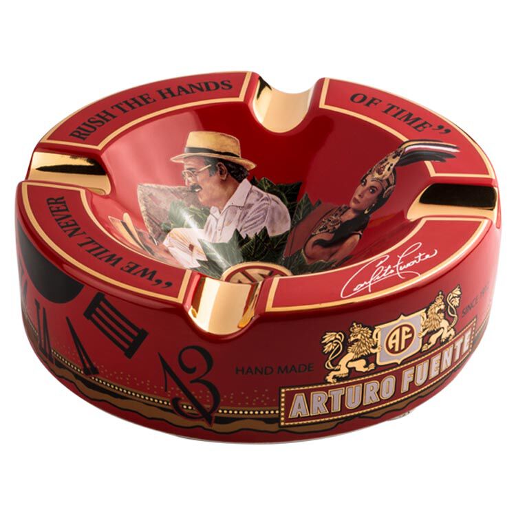 Cigar Ashtrays - Arturo Fuente Hands of Time Red Ceramic